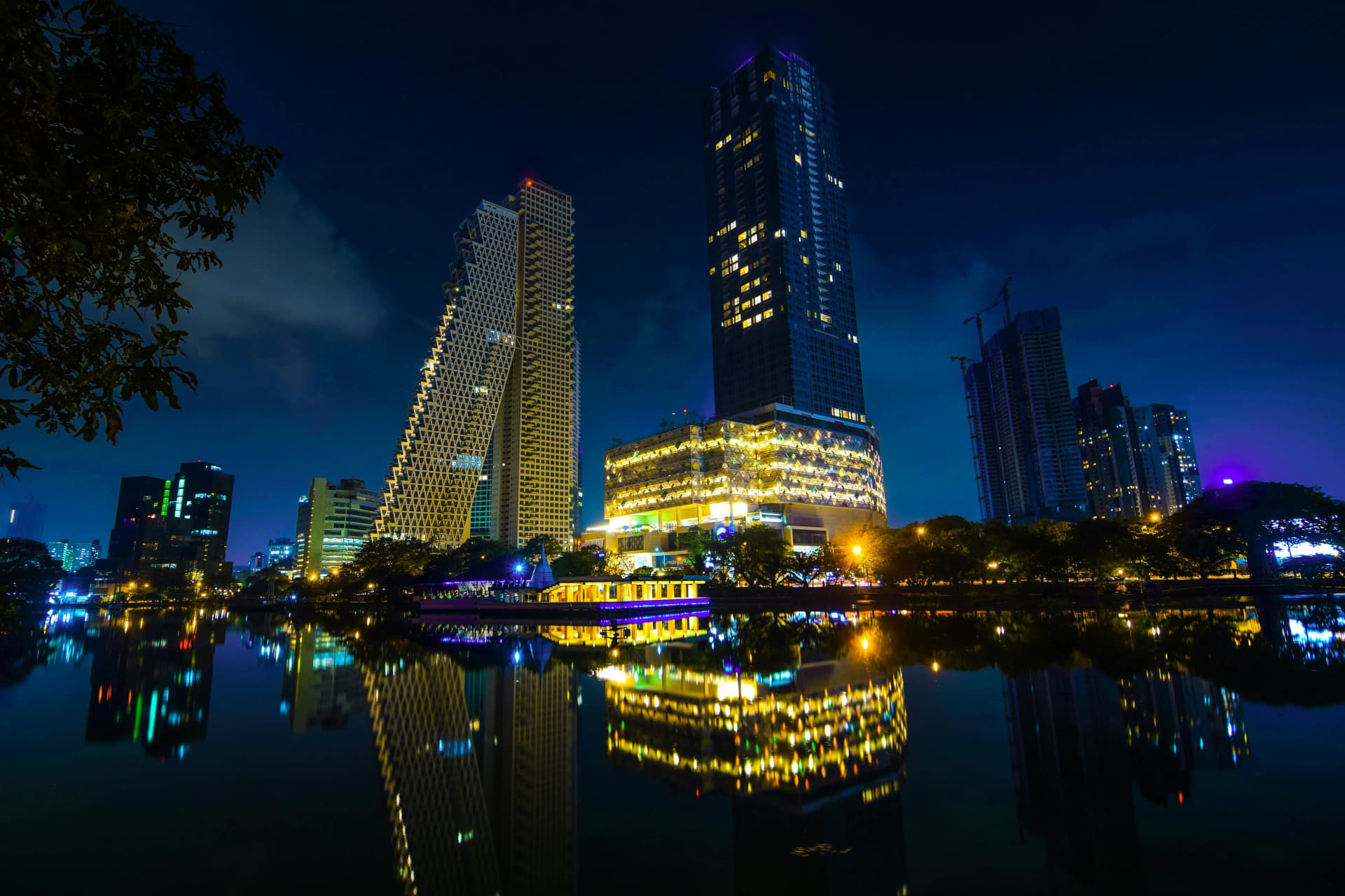 Colombo city at night with a view of CCC